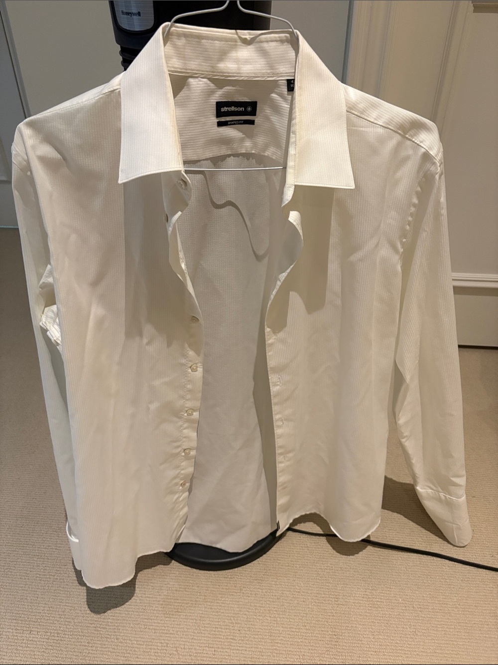Strellson Men's Cream-White Textured Dress Shirt